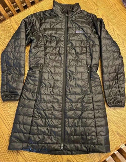 Patagonia Womens Small Ultralight Parka Black Puffer Coat Long Jacket