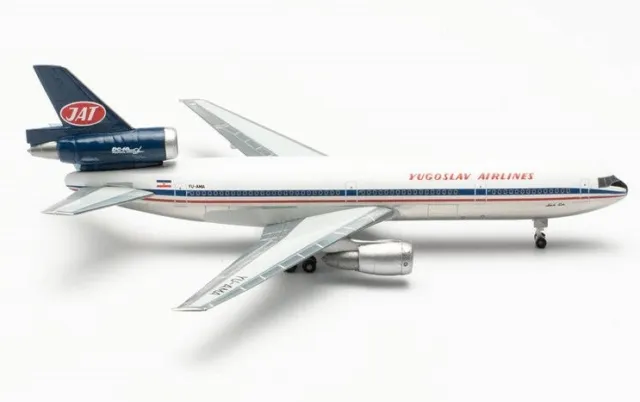 New! Herpa 536585 JAT Yugoslav Douglas DC-10-30 reg. YU-AMA 1:500 diecast model