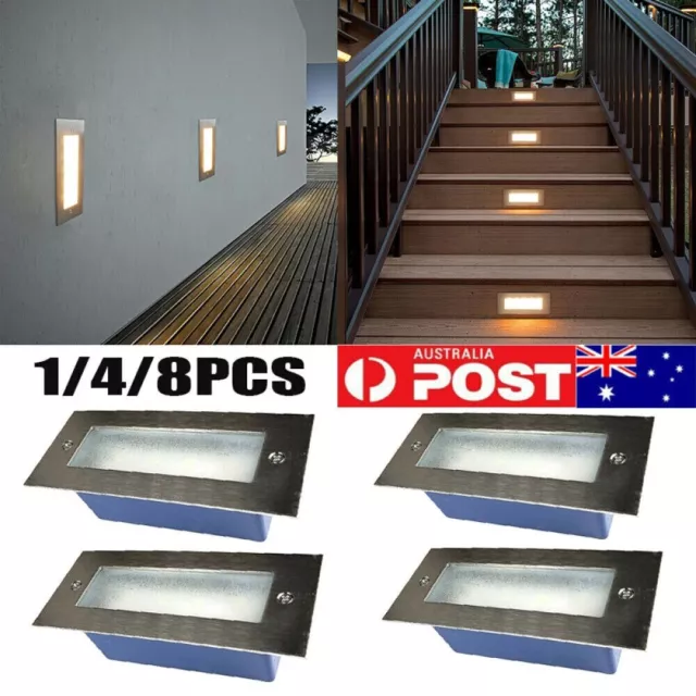 1-8Pcs 3W LED Wall Recessed Light Stair Step Pathway Corner Wall Lamp Waterproof