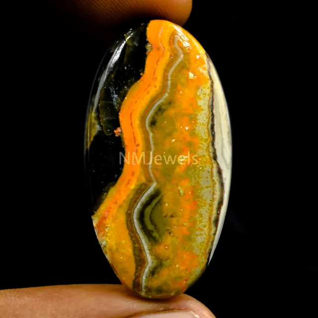 Cts. 37.30 Natural Eclipse Bumble Bee Jasper Cabochon Loose Oval Cab Gemstone