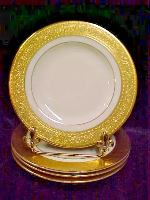 (SET OF 4) LENOX China WESTCHESTER Bread Plates M-139 Gold Backstamp ~EXCELLENT