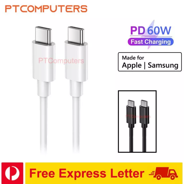 60W USB C to Type C Charger Cable Fast Charging Data Cord For iPhone 15 Samsung