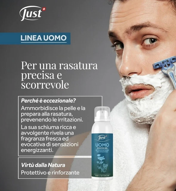 Shaving Gel 100ml Just Rasatura Schiuma da Barba Idratante Previene Irritazione