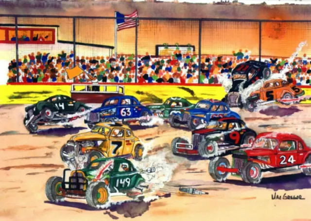 RACING art print - Stock car - short track - NASCAR - Race car fan - wall decor