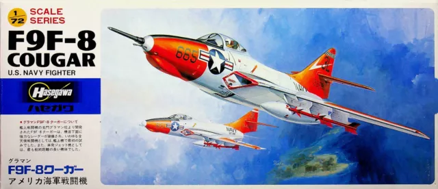 Maquette 1/72 Hasegawa Grumman F9F-8 Cougar + conversion Airmodell F9F-8P