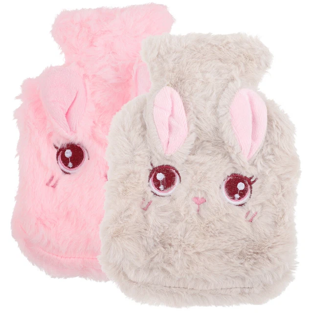 2 Pcs Detachable Hot Water Bags Hand Warmer Finger Warmers Plush Bunny Cover