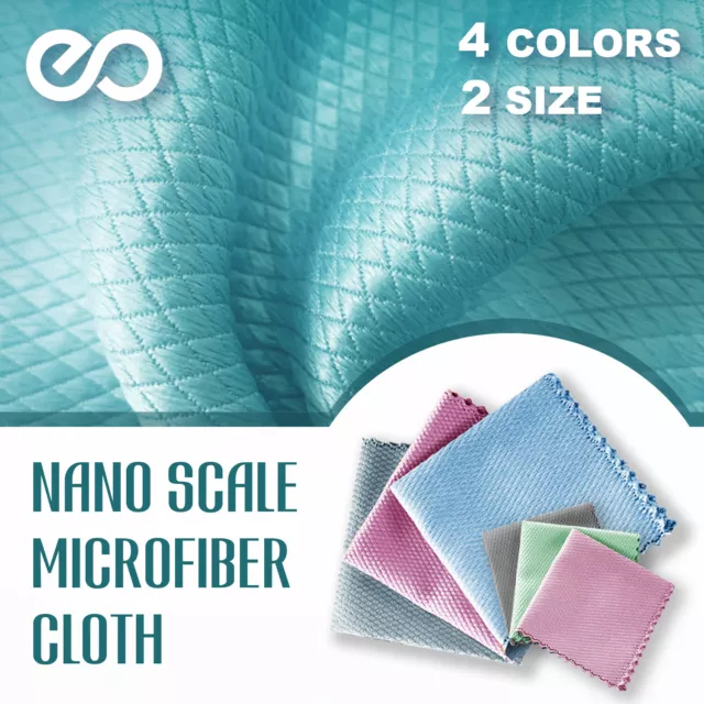 5 x Kitchen Nano Glass Dish Washing Window Cleaning Cloths Fish Scale Microfibre