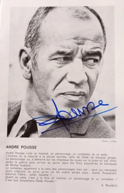 André Pousse - autograph - signed photo - 1977