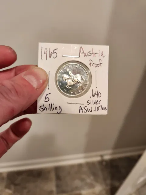 1965 Austria Proof 5 Schilling World Silver Coin