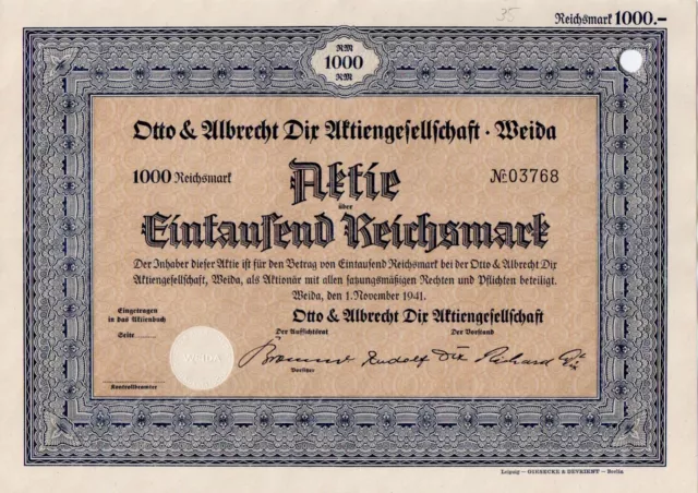 35x Otto & Albrecht AG 1000 RM 1941