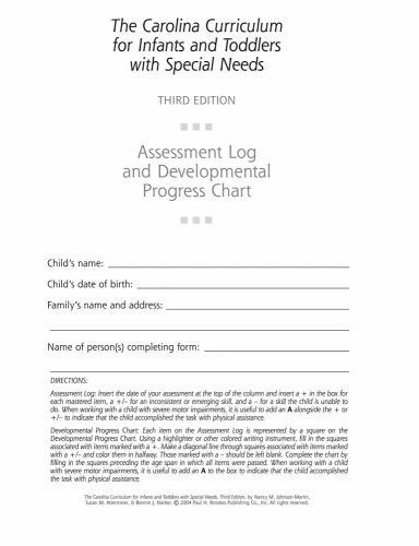 ASSESSMENT LOG AND Developmental Progress Charts for Infants and ...