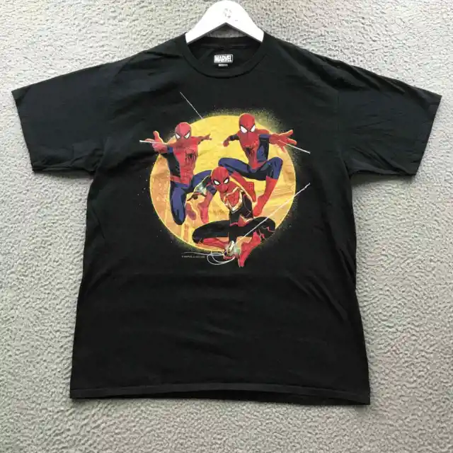 Marvel Comics Spiderman T-Shirt Men Large L Short Sleeve Crew Neck Graphic Black