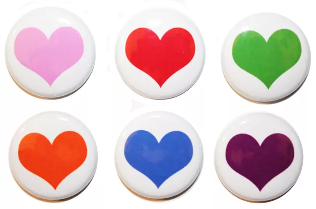 6 OR 12 Mini Love Heart Fridge Magnets MADE IN UK - Gift & Kitchen - 32mm