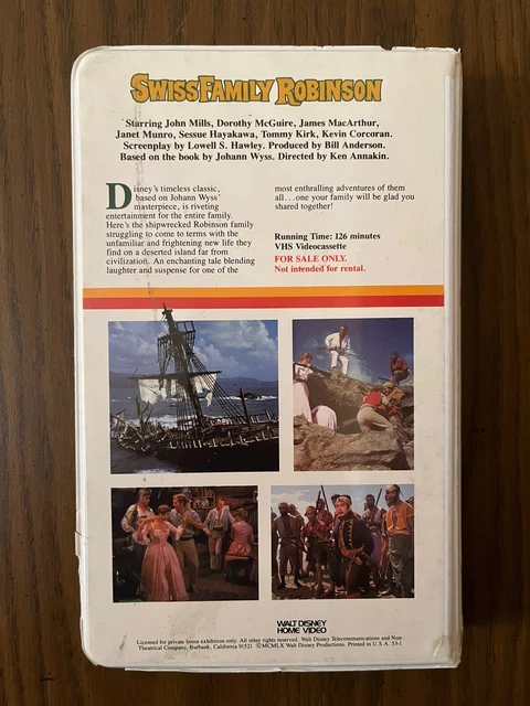 VHS WALT DISNEY Home Video Swiss Family Robinson John Mills Vintage ...