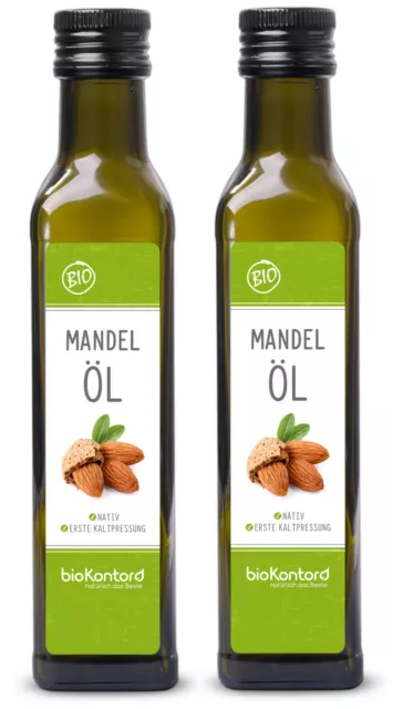 BIO Mandelöl 500 ml (2x 250ml) - nativ kaltgepresst |100% naturrein - bioKontor