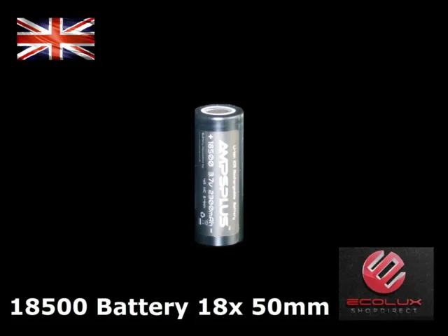 Ampsplus 18500 2300mAh Battery 3.7V Flat Lithium Rechargeable FrSky UK Batteries