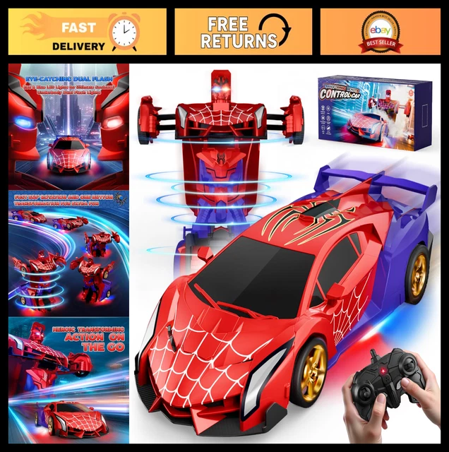 TRANSFORMING REMOTE CONTROL Car with LED Lights, 2.4GHz RC Robot, 360 ...