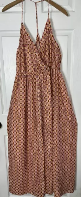 Women Sz Large House of Harlow 1960 Revolve Mareena Dress V Neck Sleeveless Maxi