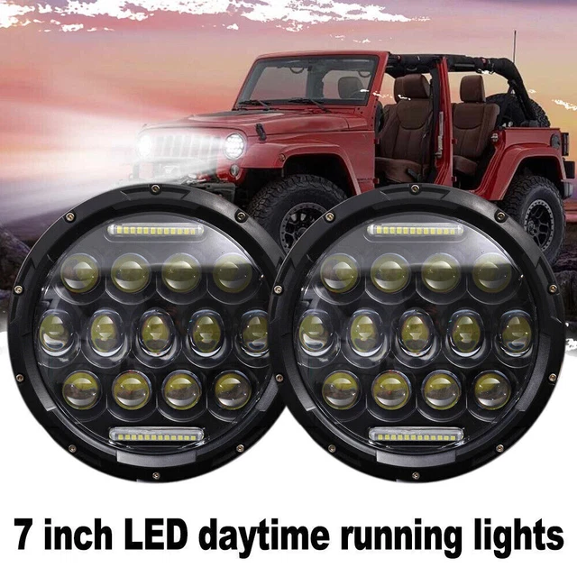 2X 7" 80W LED Fari Principali Angel Eyes per Hummer Jeep Land Rover Lada 4x4