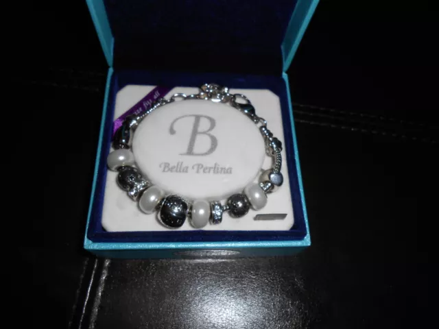 Bella Perlina Silver Tone Bracelet w Charms Cocktail Cruise Ship Originally $115