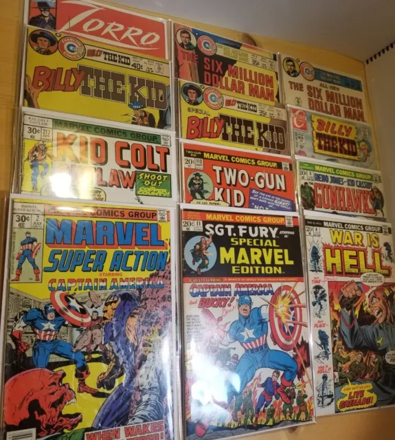 12 Comic Book Lot Marvel Charlton 70s Sgt Fury Billy The Two Gun Colt Kid Cowboy