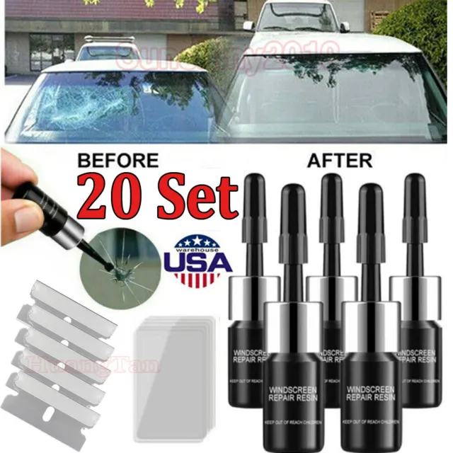 20Pack Car Glass Nano Repair Fluid Automotive Windshield Resin Crack Glue Kit US