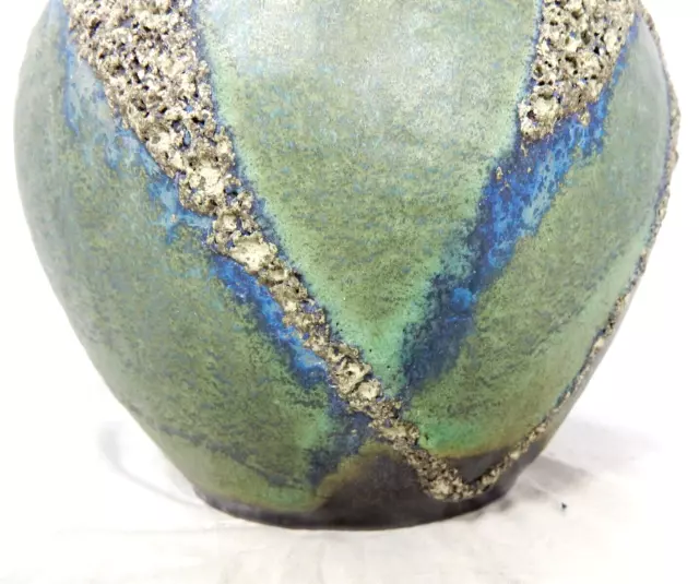 Rare beautiful green & blue glazed 70s Carstens Fat Lava Keramik Vase 7056 - 25