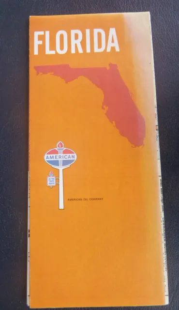 1970 Florida  road map American  oil   gas