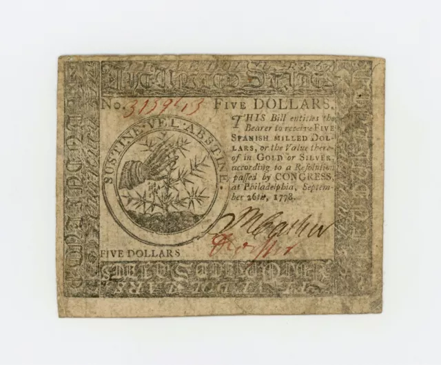 (CC-79) September 26, 1778 $5 Continental Currency Note
