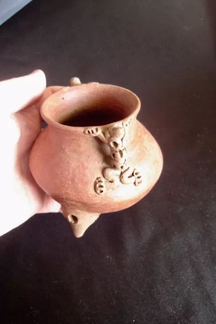 Pre Columbian Pottery Costa Rican Tripod Chocolate Vessel Animal Effigy Zoomorph
