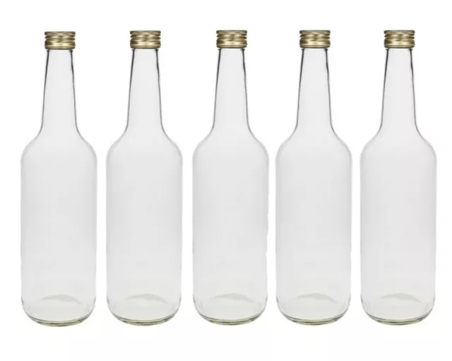 6 x Flaschen Geradh Glasflaschen mit Schraubverschluß Silber 0,7l 700ml