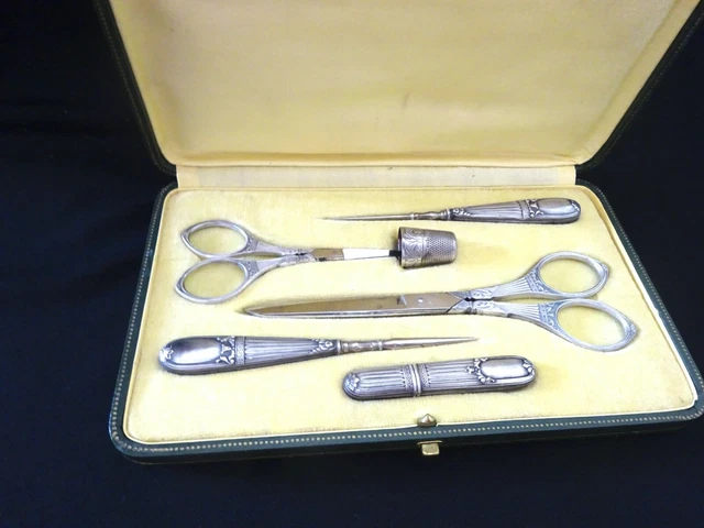 Antique Sewing Kit Tools Art Nouveau French Case Vintage Couture
