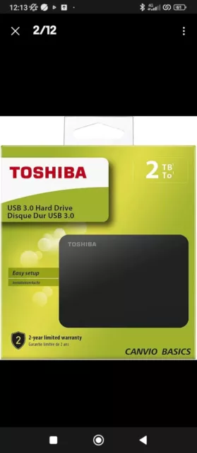 TOSHIBA Disque Dur Externe 2To 2,5" USB 3.0 Canvio Basics HDTB420EK3AA Noir