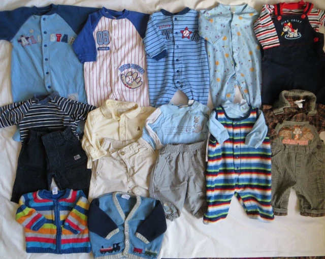 18 Piece Lot GAP Baseball Boys Bodysuits Pants Overalls Sleeper Fall Winter 3-6M