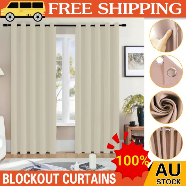 2X Blockout Curtains Blackout Window Curtains Fabric Pair Eyelet for Bedroom