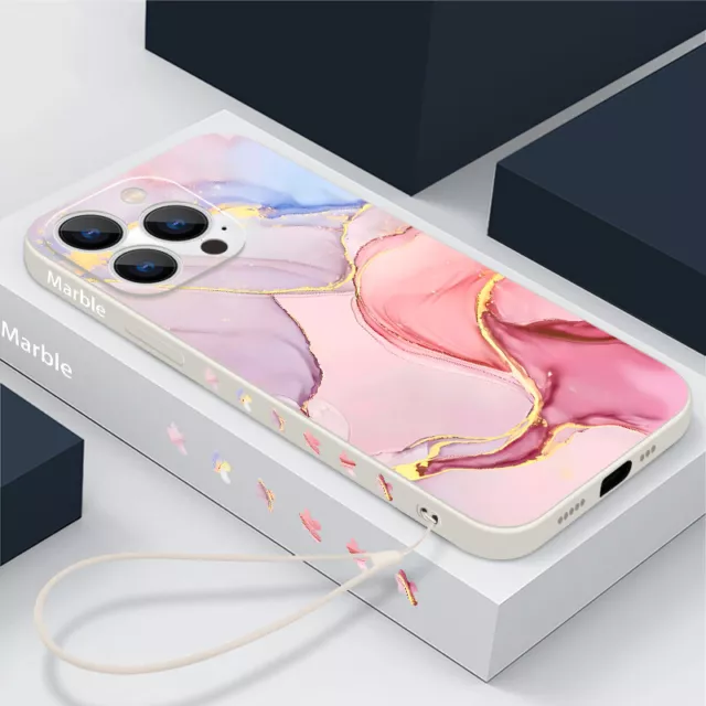 For iPhone 15 14 13 12 Pro Max 11 Marble TPU Glossy Hard Shockproof Caes Cover