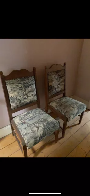 Vintage Antique Edwardian Dining Chairs x4  With Pattern