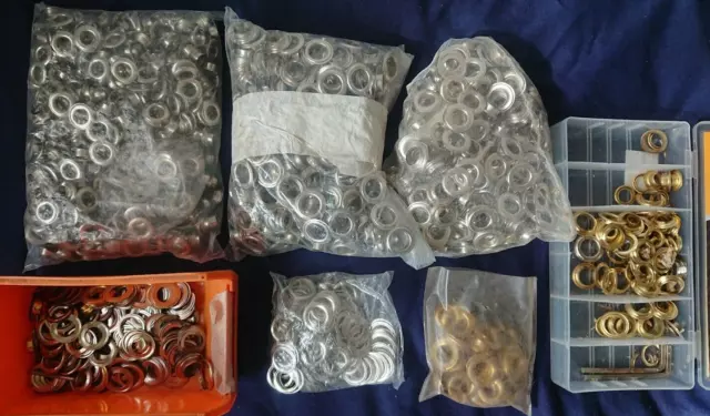 Apx 1000+ 10/12/14 mm Eyelet Grommets & 1000+ Washers JOB LOT