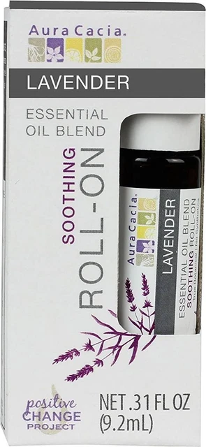 Aceite esencial de lavanda roll on de Aura Cacia, 0,31 oz