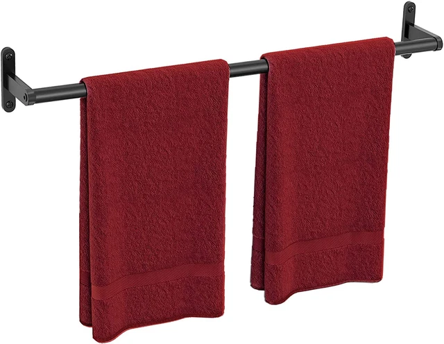 Barra de toallas de baño 24" negro mate montado en pared acero inoxidable portatoallas