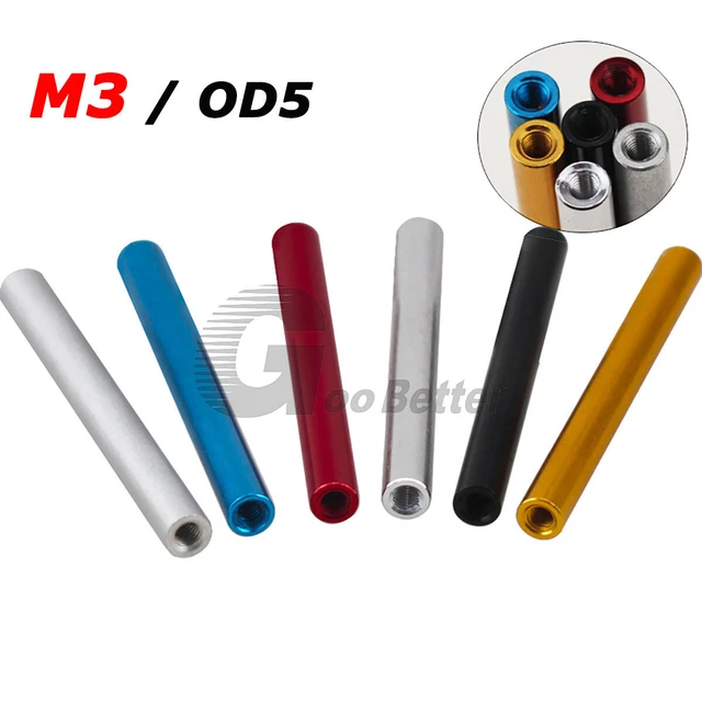 M3 / OD 5mm Aluminum Threaded Sleeve Stud Round Standoff Pillars Connector Nut