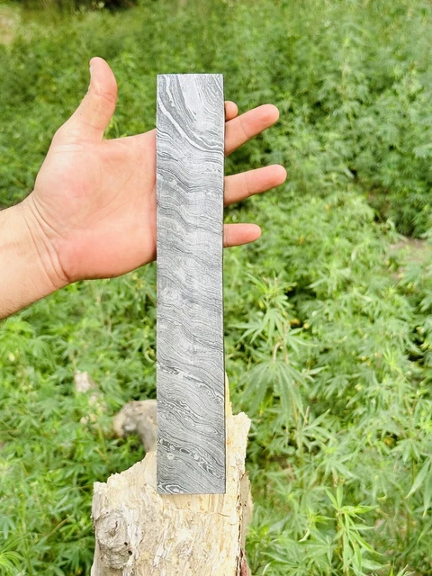 12" HAND FORGED DAMASCUS STEEL Billet/Bar For Knife Making TX