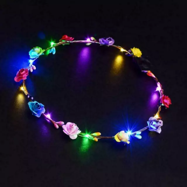 LED Crown Light Up Flower Floral Wreath Hairband Headband Wedding Garland H2M1