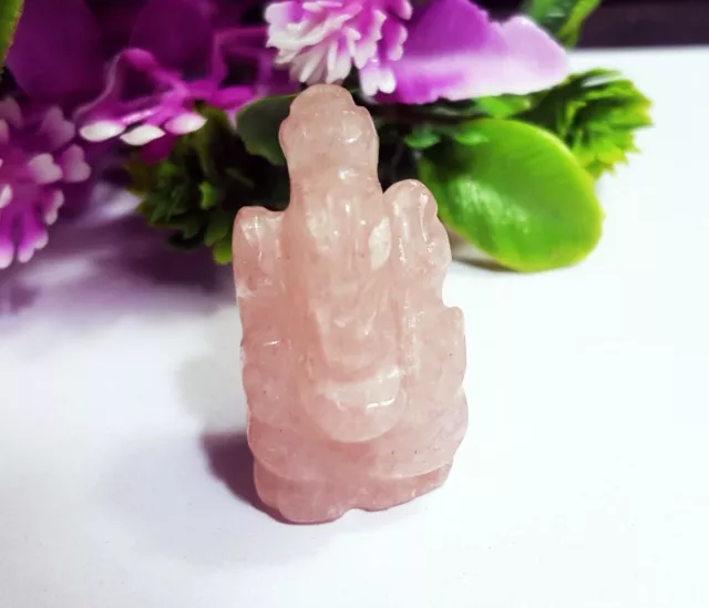 Natural Rose Quartz Loose Gemstone 47.95 Ct Ganesh Statue With Free Gift