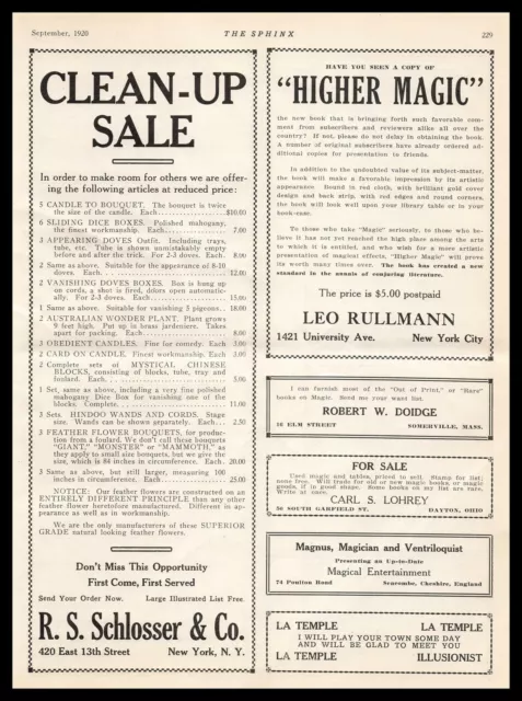 1920 Higher Magic By Oscar S. Teale Book $5.00 Leo Rullmann New York Print Ad