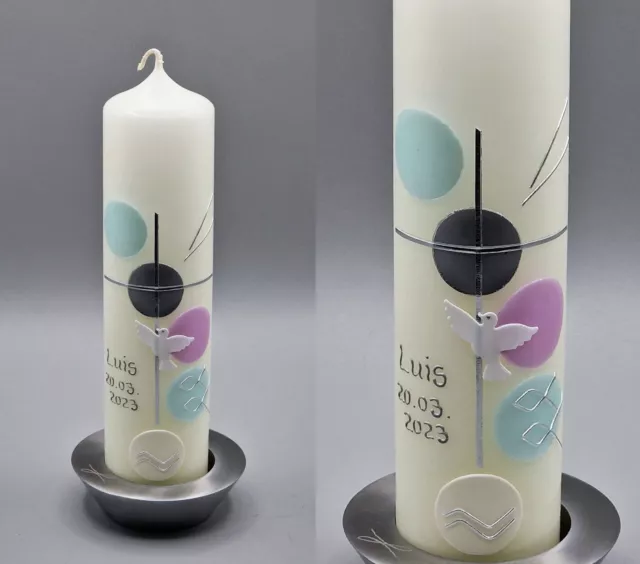 Taufkerze / Kommunionkerze  ♥ Handarbeit !!  ♥  inkl. Beschriftung ! R 148