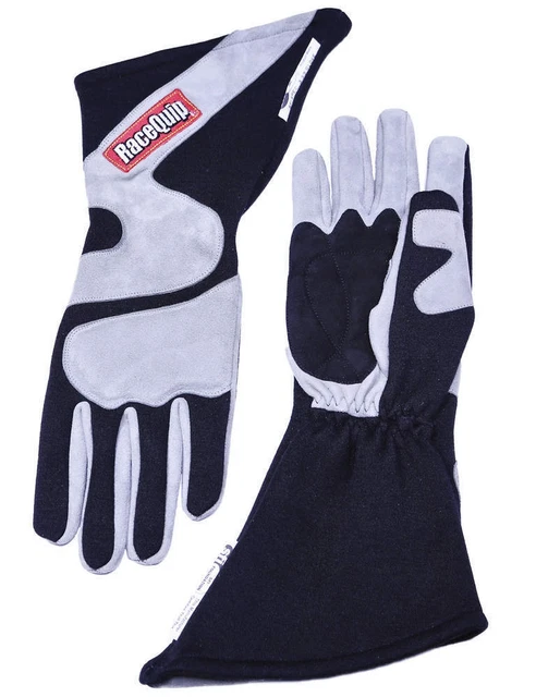 RaceQuip 358 Series 2 Layer Nomex Long Gauntlet Race Gloves SFI 3.3/5 Gray &