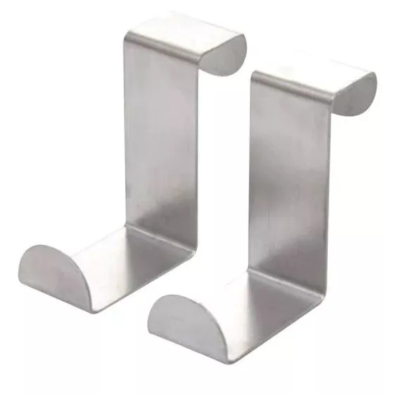 2x Stainless Steel Over the Door Hooks Kitchen Towel Holder Clothes Bag Hanger 2