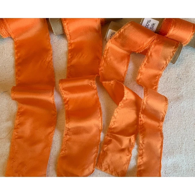 Bright Orange 100% Silk Habotai Ribbon ( 4 Widths to choose from)