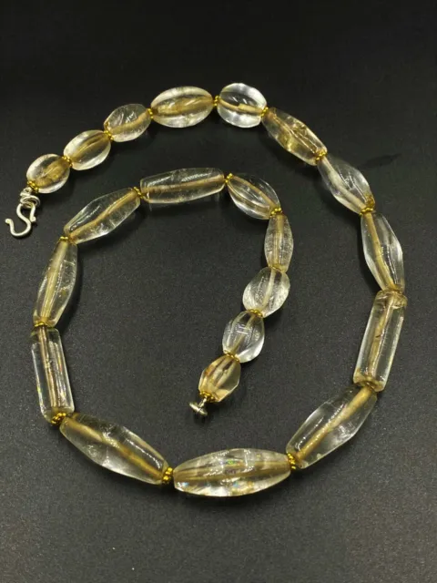 old antique ancient beautiful crystals quartz beads necklace from Burma original 11